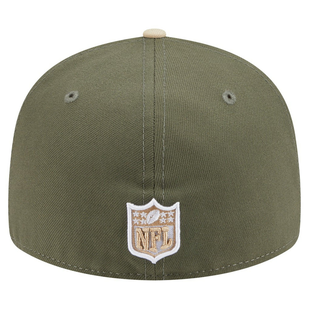 Miami Dolphins New Era Two-Tone Color Pack Split Panel 59FIFTY Fitted Hat Light Beige/Olive | NFL