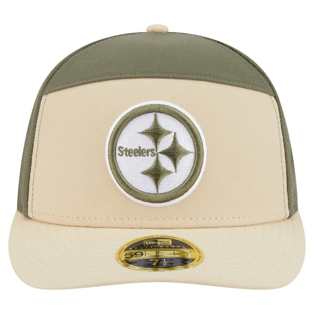 Pittsburgh Steelers New Era Two-Tone Color Pack Split Panel 59FIFTY Fitted Hat Light Beige/Olive | NFL