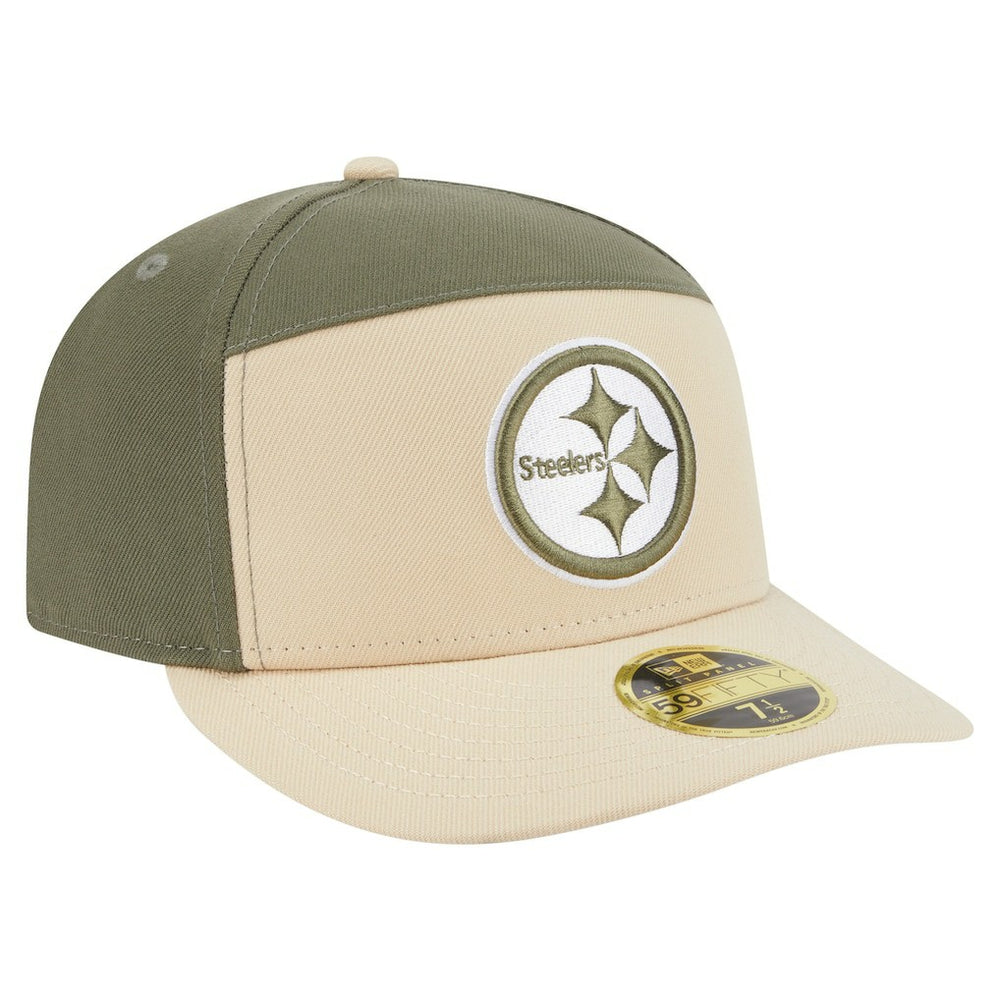 Pittsburgh Steelers New Era Two-Tone Color Pack Split Panel 59FIFTY Fitted Hat Light Beige/Olive | NFL