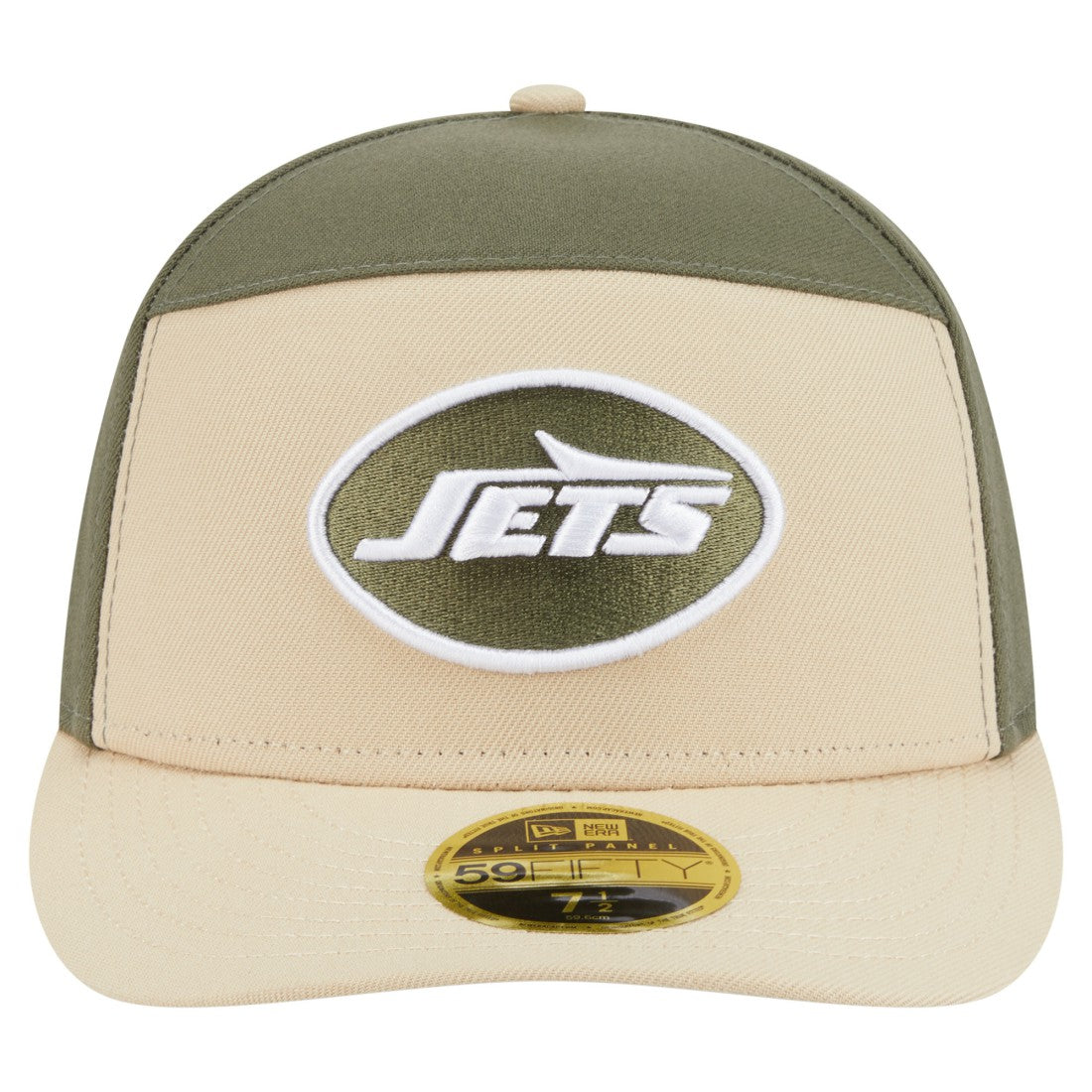 New York Jets New Era Two-Tone Color Pack Split Panel 59FIFTY Fitted Hat Light Beige/Olive | NFL