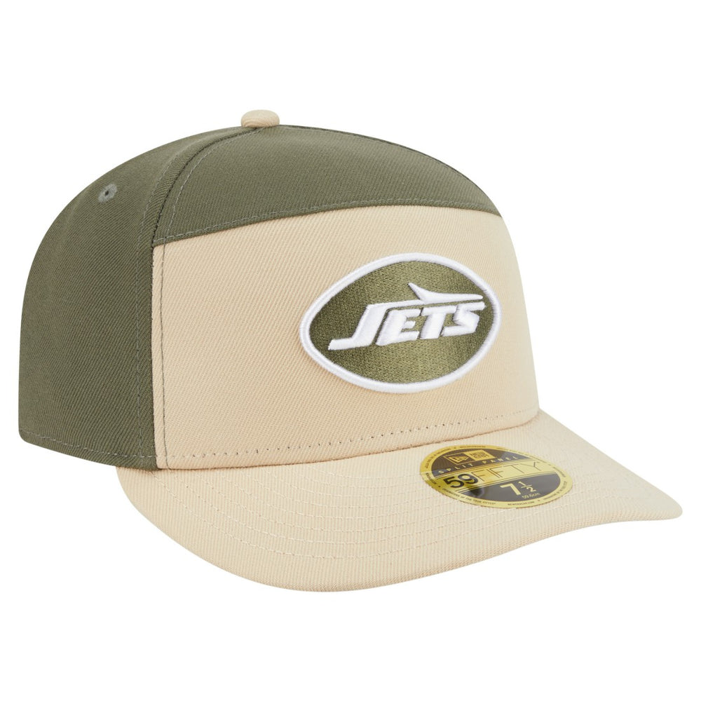 New York Jets New Era Two-Tone Color Pack Split Panel 59FIFTY Fitted Hat Light Beige/Olive | NFL