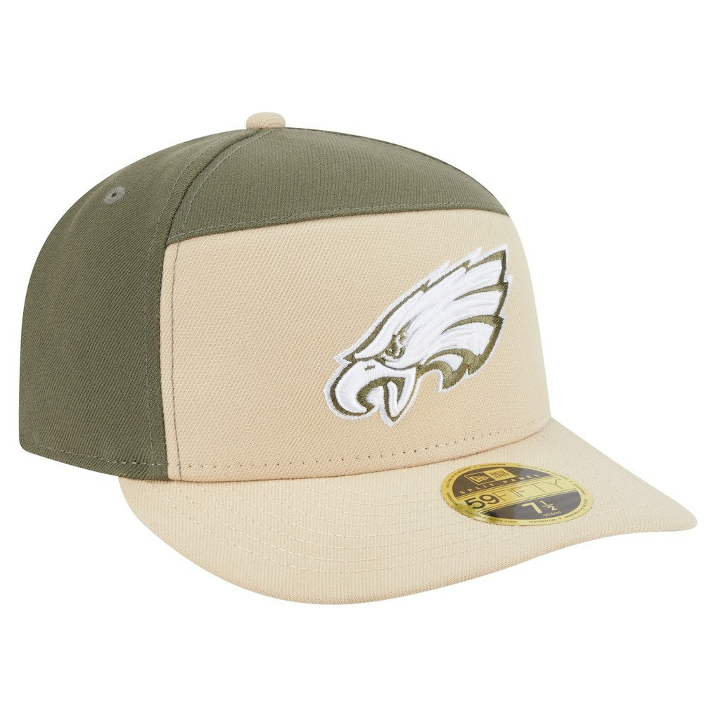 Philadelphia Eagles New Era Two-Tone Color Pack Split Panel 59FIFTY Fitted Hat Light Beige/Olive | NFL