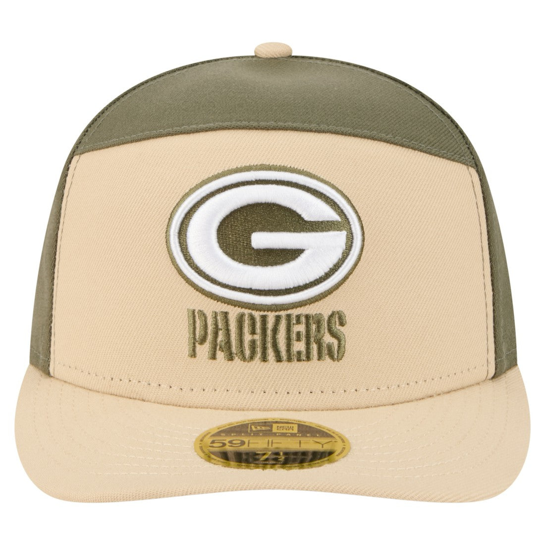 Green Bay Packers New Era Two-Tone Color Pack Split Panel 59FIFTY Fitted Hat Light Beige/Olive | NFL