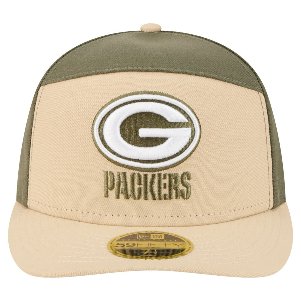 Green Bay Packers New Era Two-Tone Color Pack Split Panel 59FIFTY Fitted Hat Light Beige/Olive | NFL
