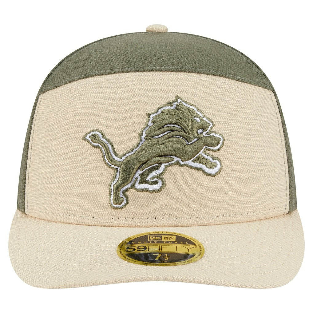Detroit Lions New Era Two-Tone Color Pack Split Panel 59FIFTY Fitted Hat Light Beige/Olive | NFL