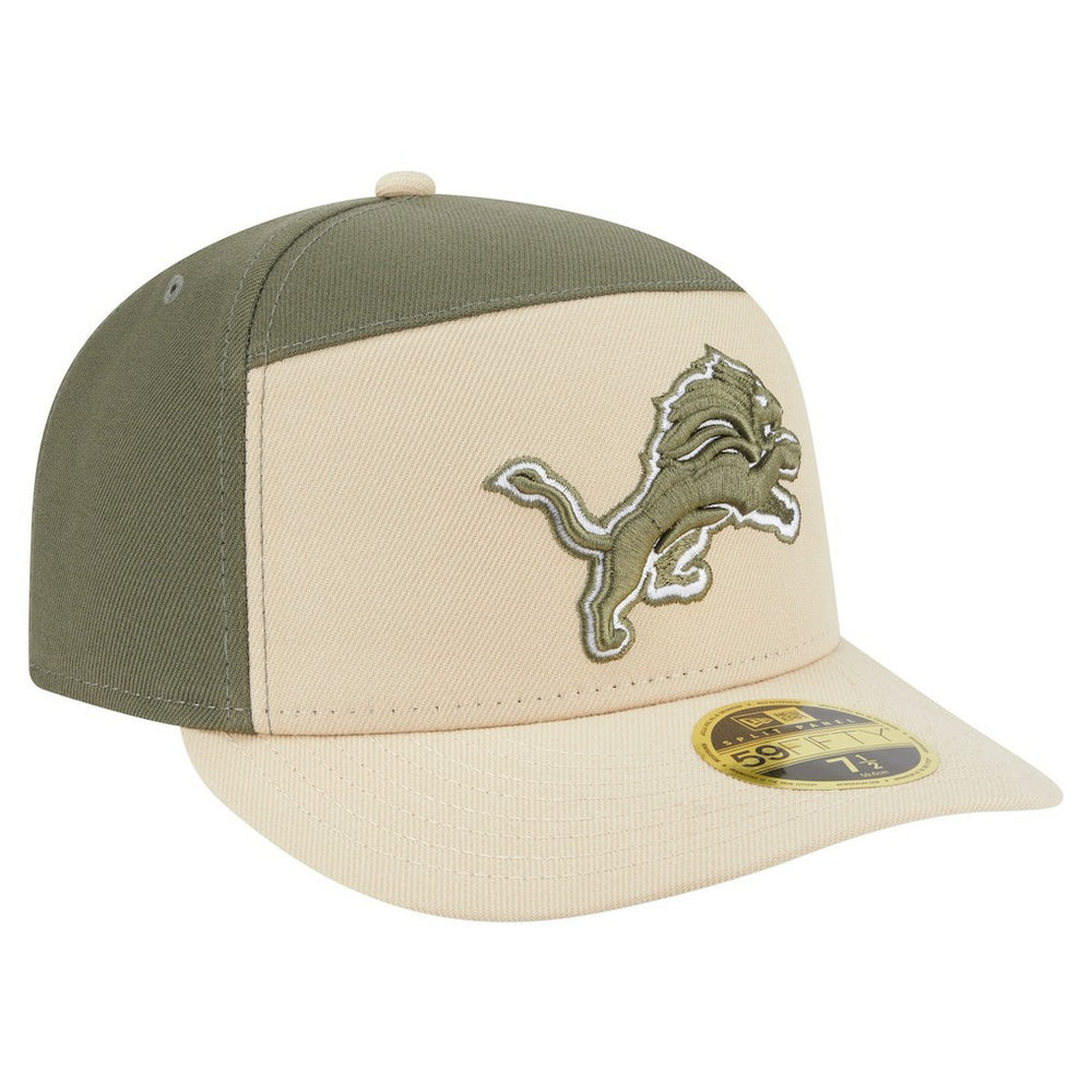 Detroit Lions New Era Two-Tone Color Pack Split Panel 59FIFTY Fitted Hat Light Beige/Olive | NFL