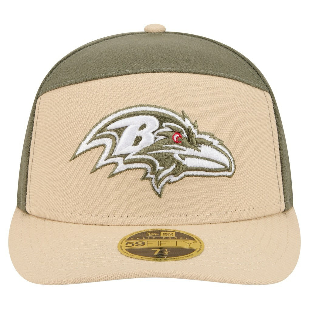 Baltimore Ravens New Era Color Pack Split Panel 59FIFTY Fitted Hat Light Beige/Olive | NFL