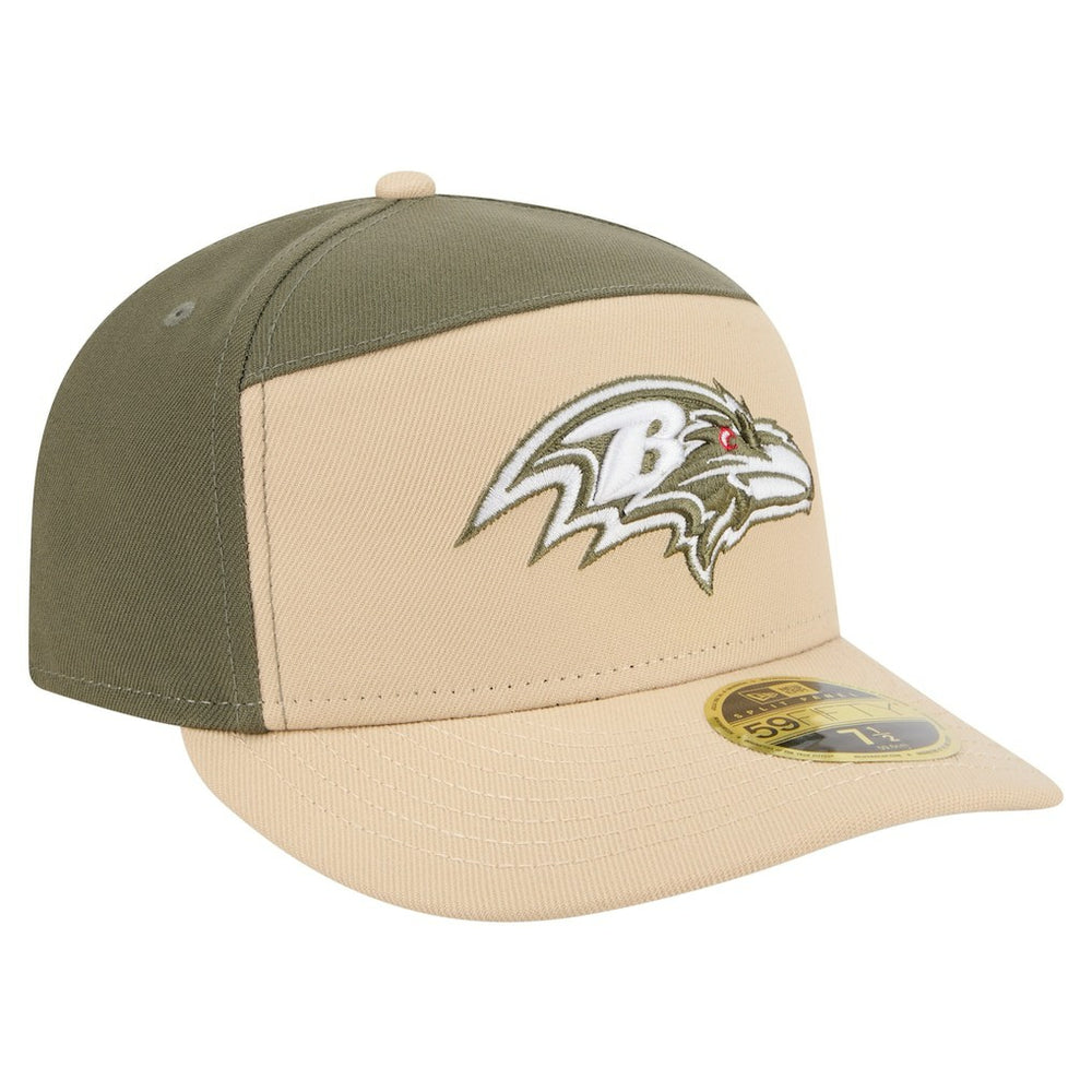 Baltimore Ravens New Era Color Pack Split Panel 59FIFTY Fitted Hat Light Beige/Olive | NFL
