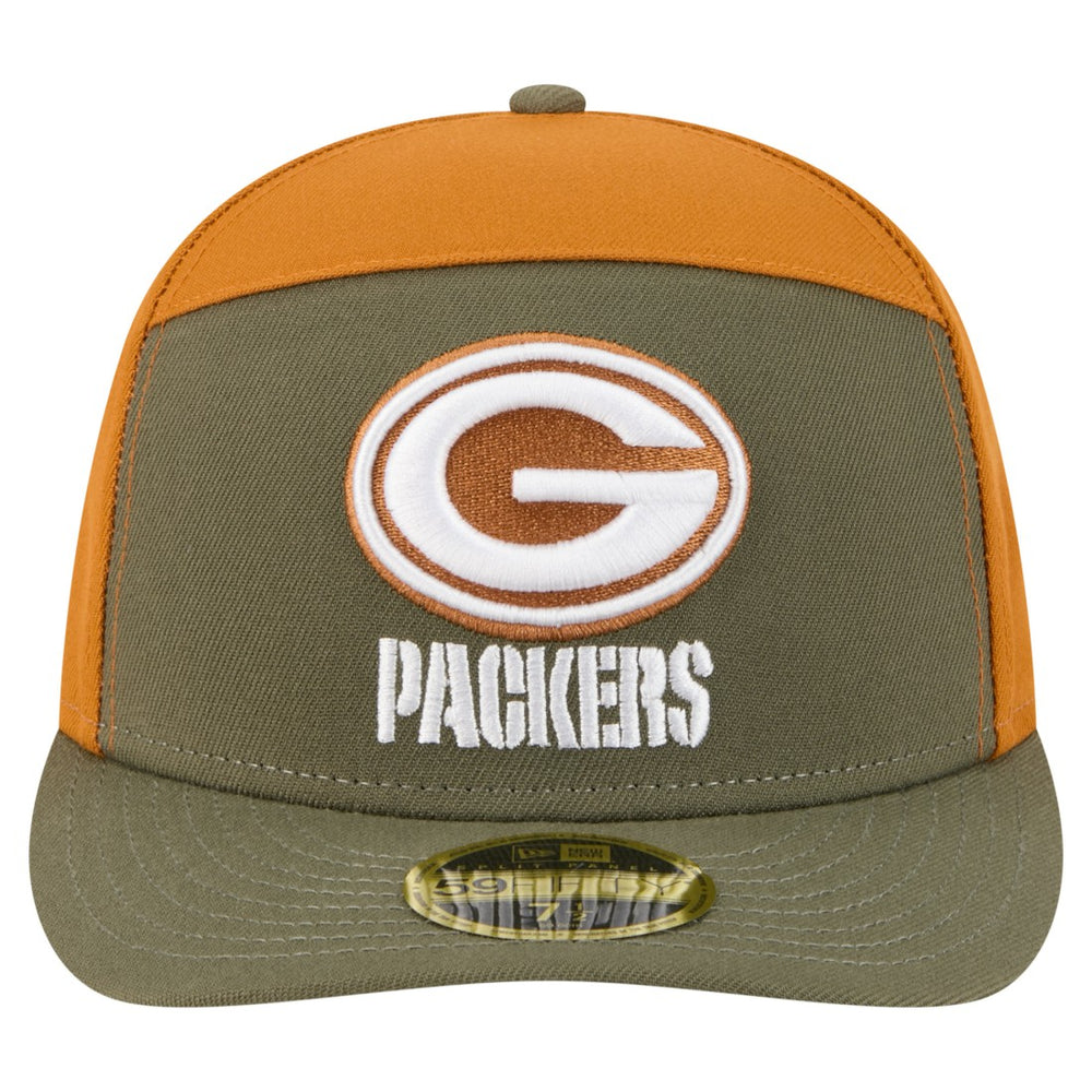 Green Bay Packers New Era Two-Tone Color Pack Split Panel 59FIFTY Fitted Hat Olive/Brown | NFL