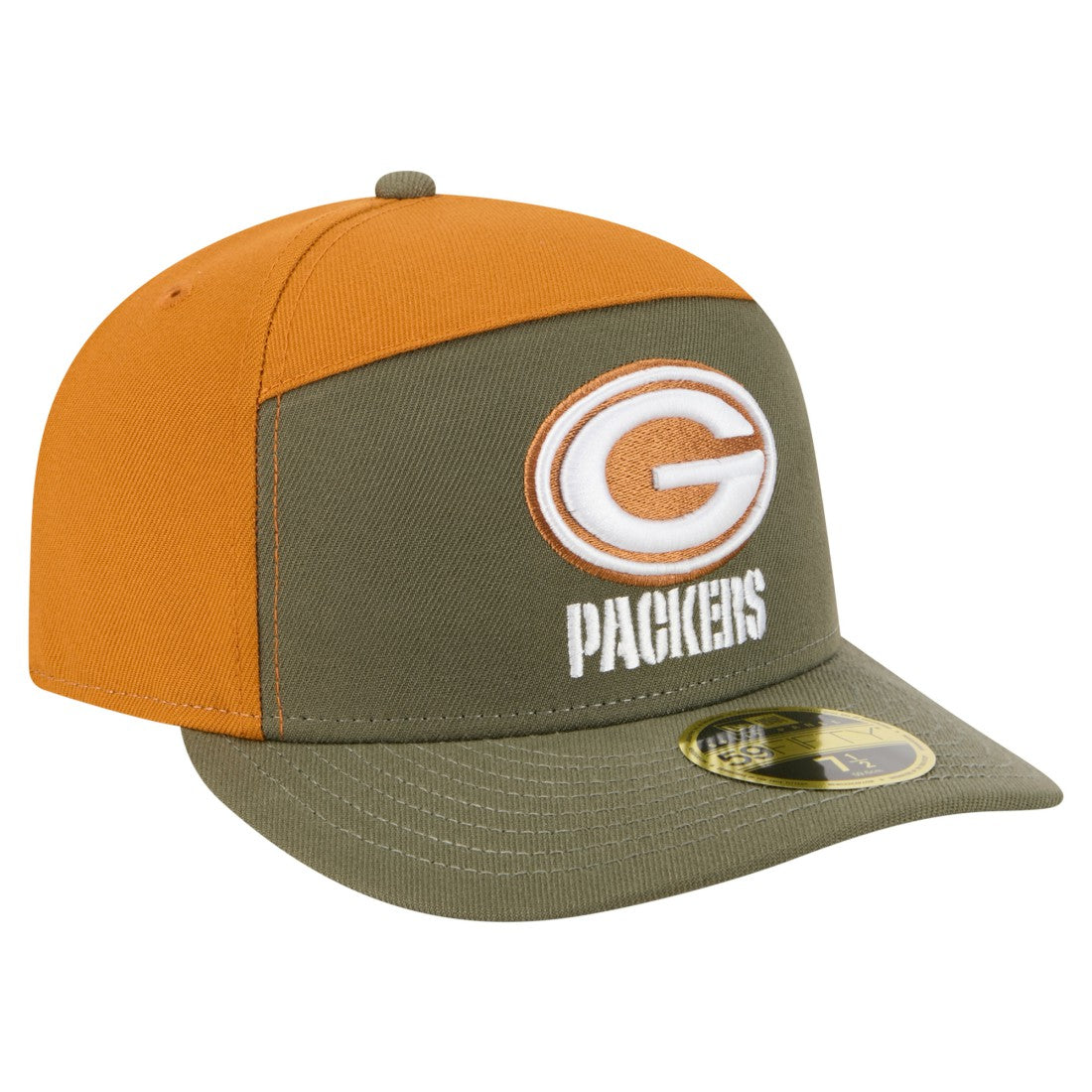 Green Bay Packers New Era Two-Tone Color Pack Split Panel 59FIFTY Fitted Hat Olive/Brown | NFL