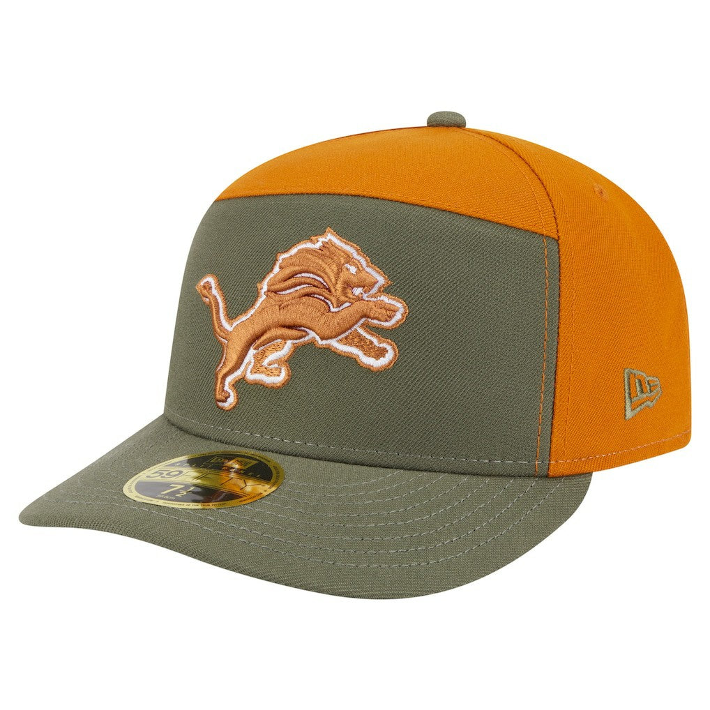 Detroit Lions New Era Two-Tone Color Pack Split Panel 59FIFTY Fitted Hat Olive/Brown | NFL