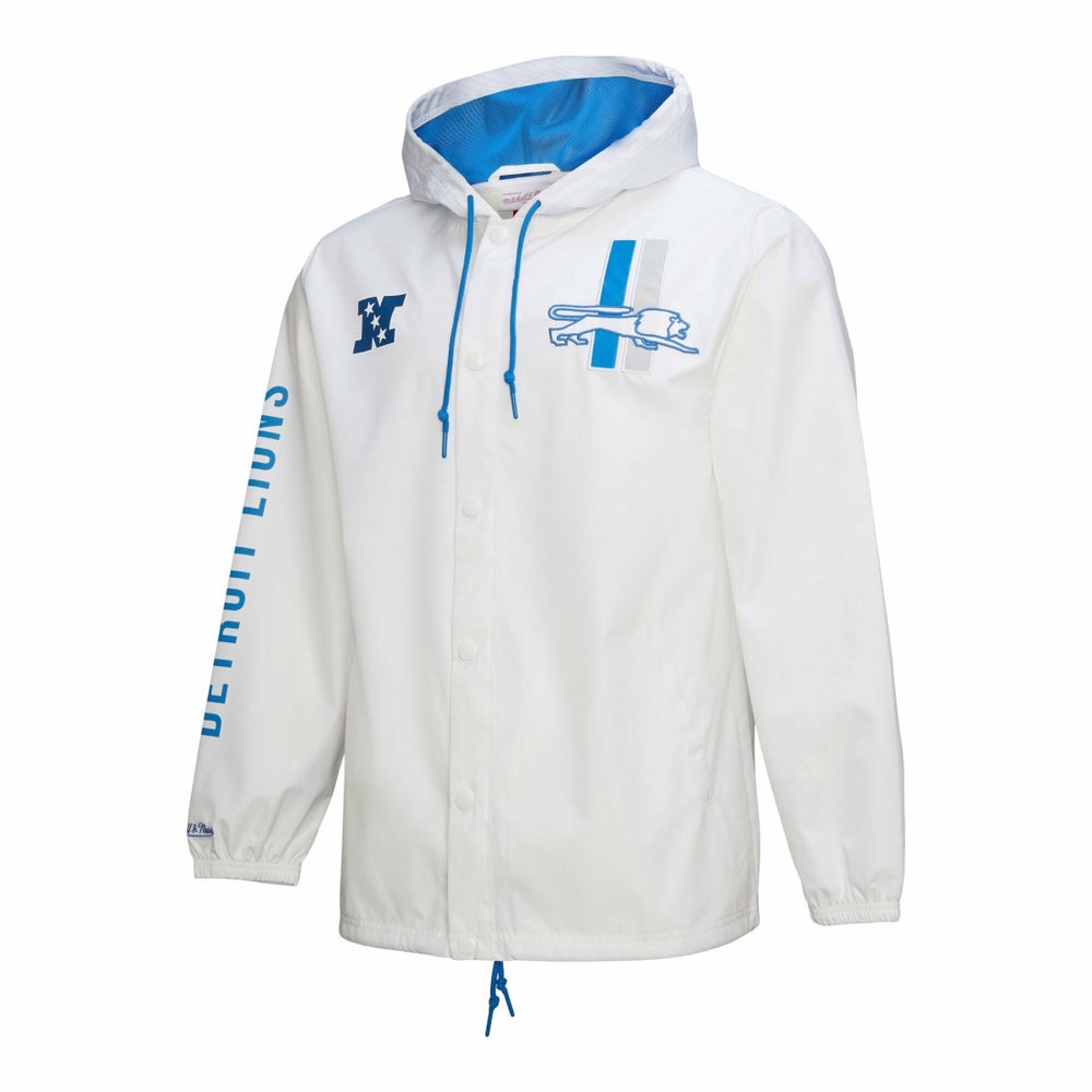 Detroit Lions Vintage Logo Coaches Full-Snap Hoodie Jacket White | Mitchell & Ness
