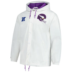 Minnesota Vikings Vintage Logo Coaches Full-Snap Hoodie Jacket White | Mitchell & Ness