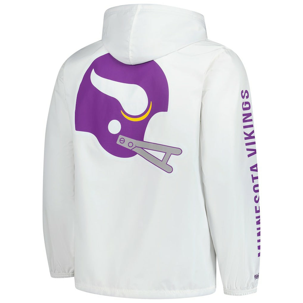 Minnesota Vikings Vintage Logo Coaches Full-Snap Hoodie Jacket White | Mitchell & Ness