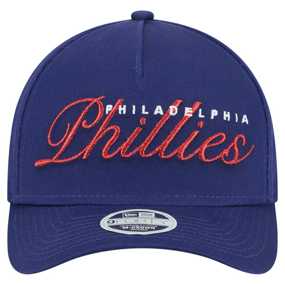 Philadelphia Phillies New Era Women's Metallic A-Frame 9FORTY Adjustable Hat - MLB