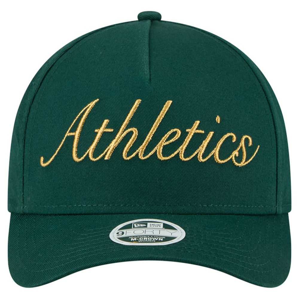 Athletics New Era Women's Metallic A-Frame 9FORTY Adjustable Hat - MLB
