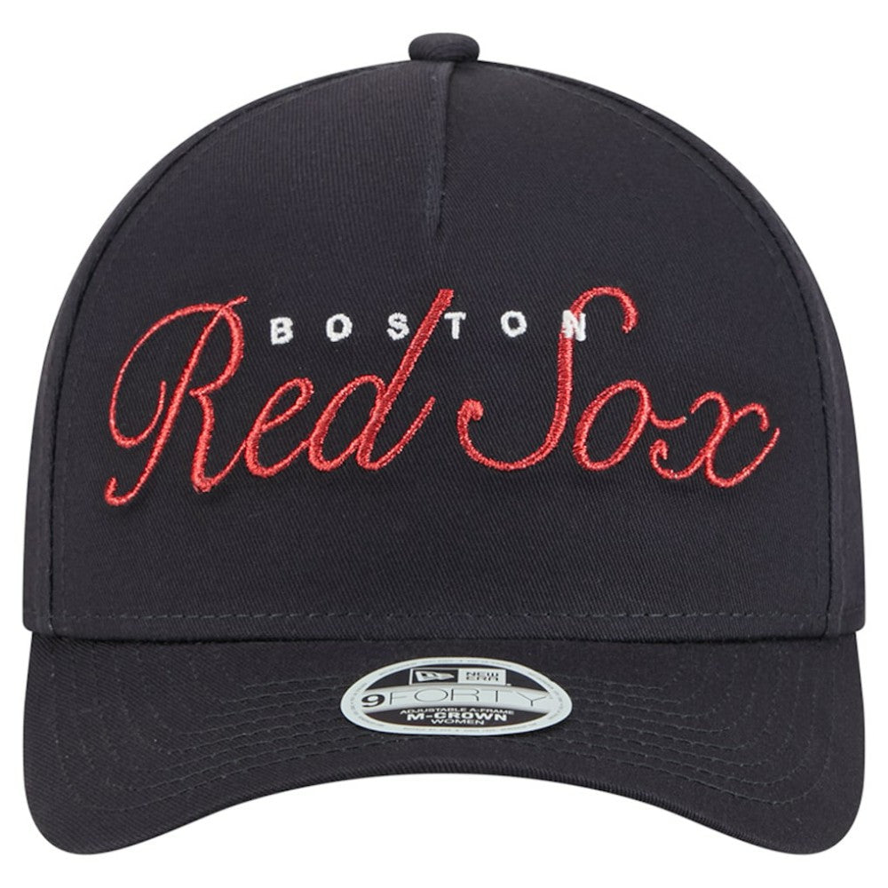 Boston Red Sox New Era Women's Metallic A-Frame 9FORTY Adjustable Hat - MLB