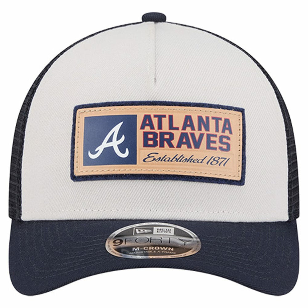 Atlanta Braves New Era Text A-Frame Trucker 9FORTY Hat - MLB