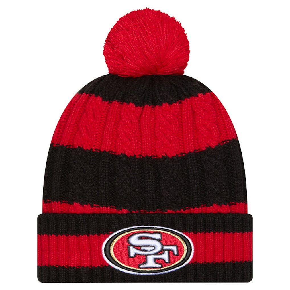 San Francisco 49ers New Era Women's Braided Cuffed Knit Hat with Pom Scarlet | NFL