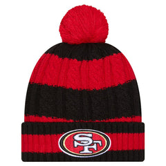 San Francisco 49ers New Era Women's Braided Cuffed Knit Hat with Pom Scarlet | NFL