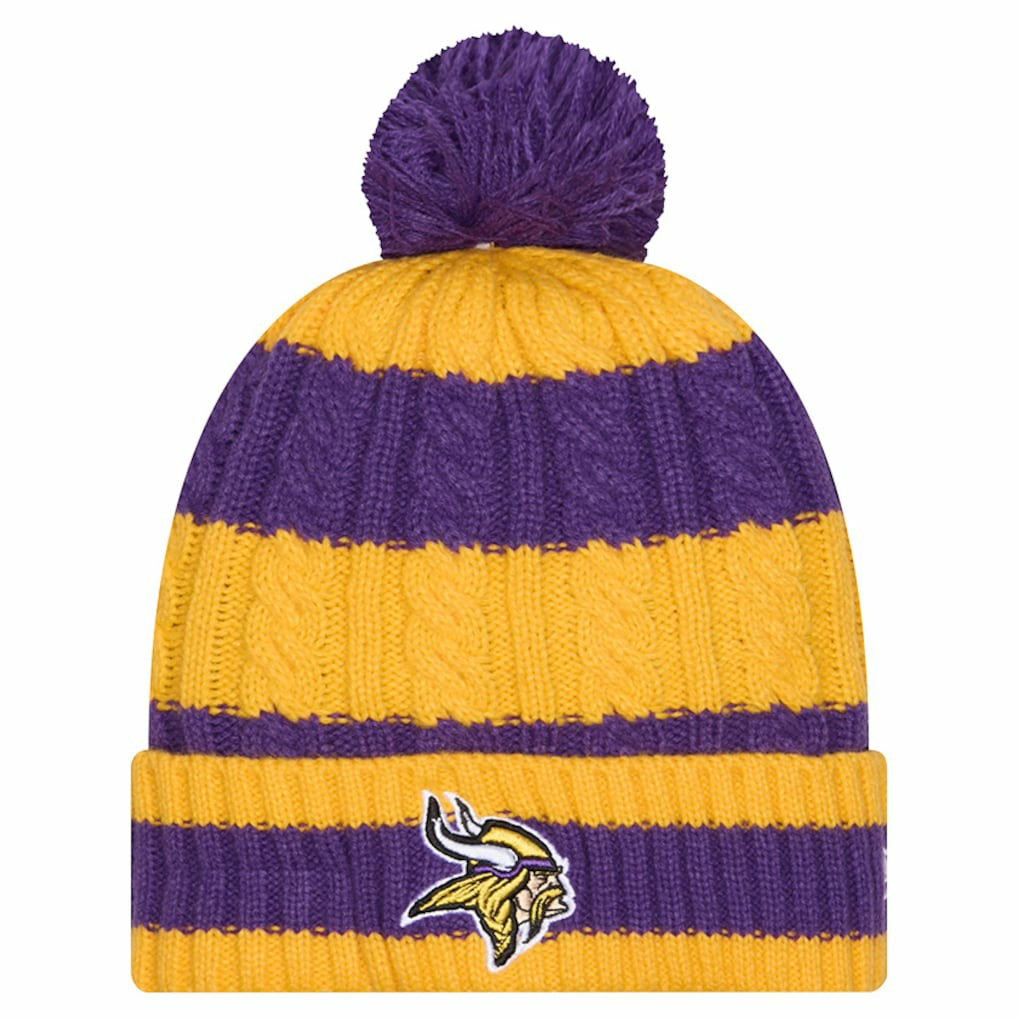 Minnesota Vikings New Era Women's Braided Cuffed Knit Hat with Pom Purple | NFL