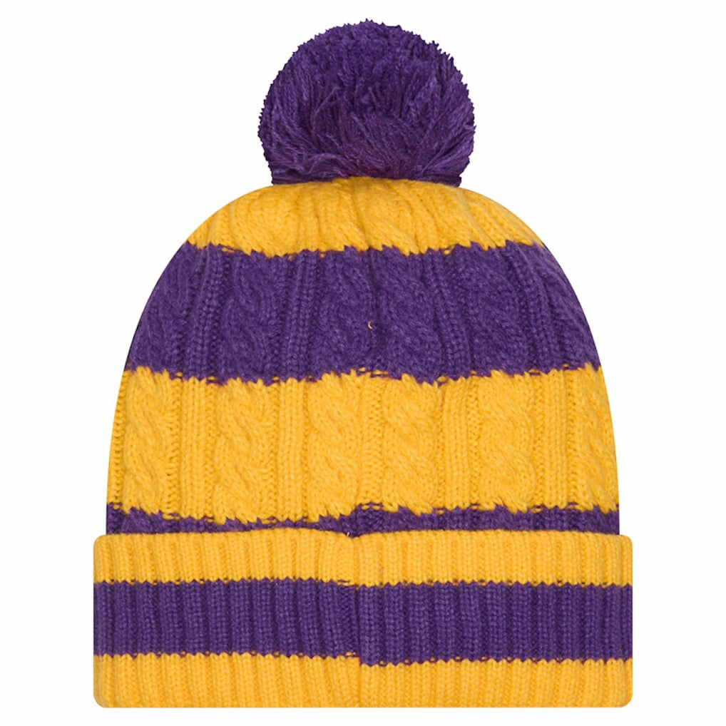 Minnesota Vikings New Era Women's Braided Cuffed Knit Hat with Pom Purple | NFL