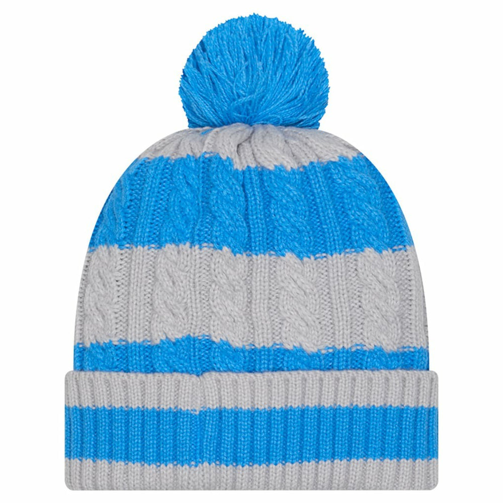 Detroit Lions New Era Women's Braided Cuffed Knit Hat with Pom Blue | NFL