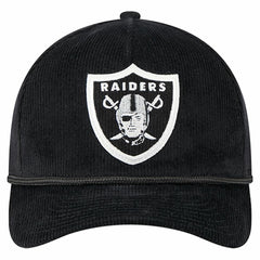 Las Vegas Raiders New Era Cord Corduroy 9FORTY A-Frame Adjustable Hat Black | NFL