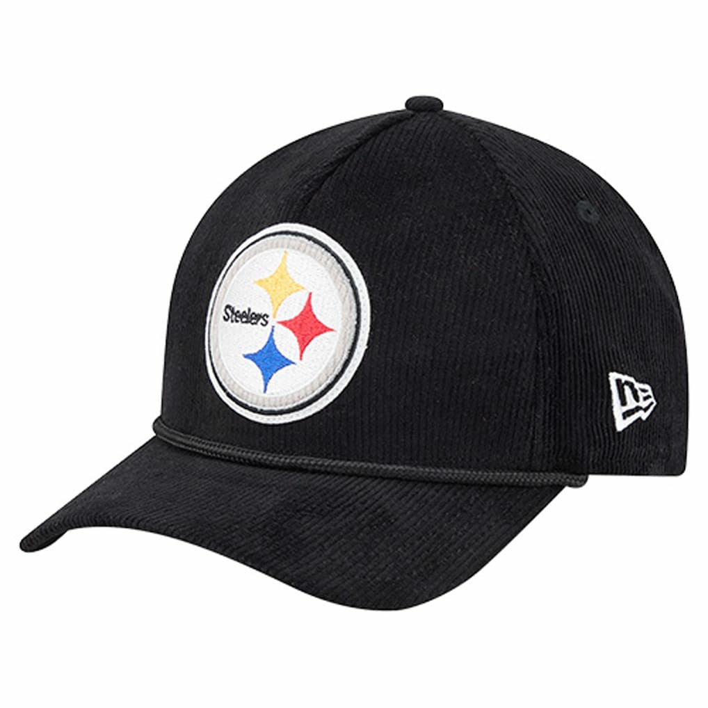 Pittsburgh Steelers New Era Cord Corduroy 9FORTY A-Frame Adjustable Hat Black | NFL