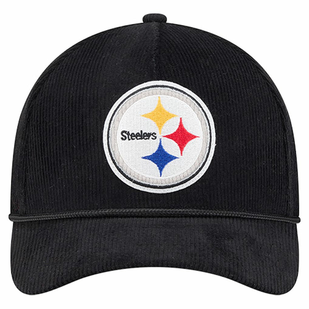 Pittsburgh Steelers New Era Cord Corduroy 9FORTY A-Frame Adjustable Hat Black | NFL