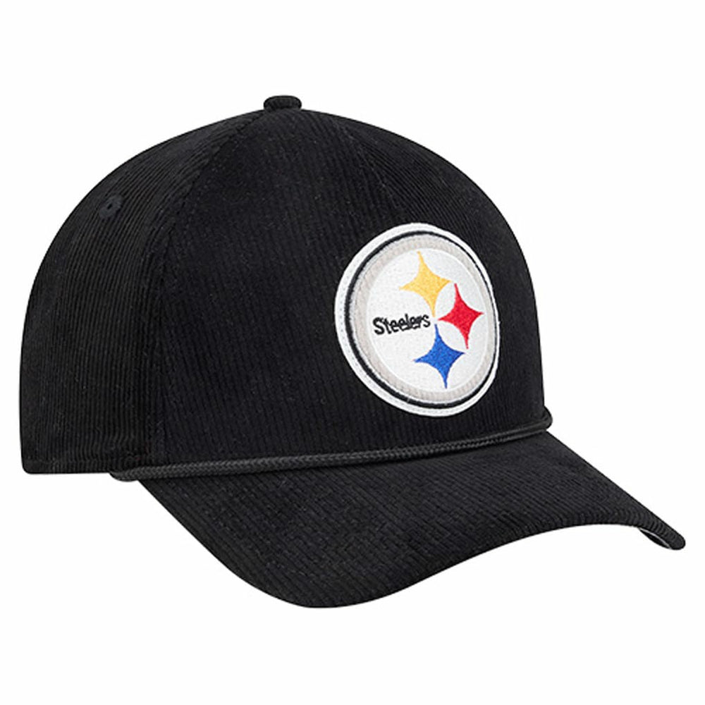 Pittsburgh Steelers New Era Cord Corduroy 9FORTY A-Frame Adjustable Hat Black | NFL