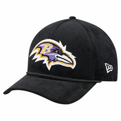Baltimore Ravens New Era Cord Corduroy 9FORTY A-Frame Adjustable Hat Black | NFL
