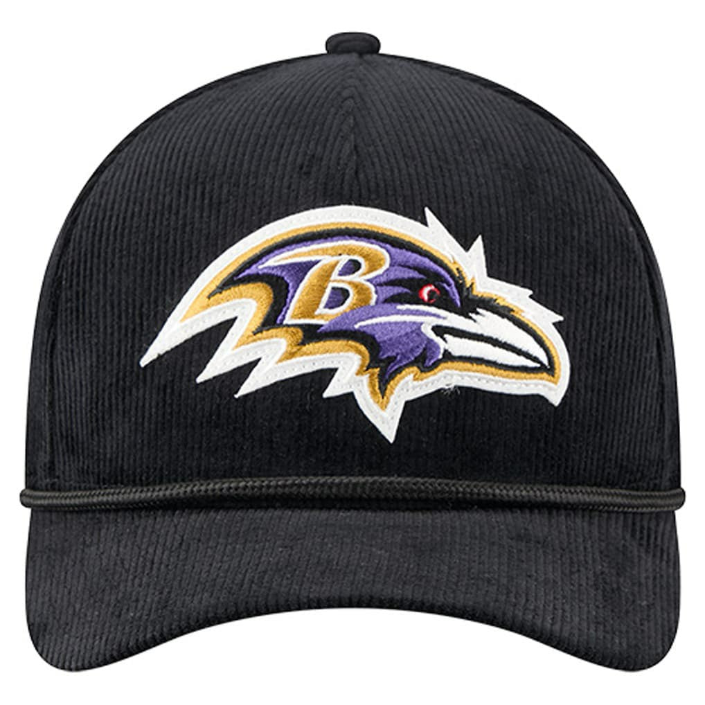 Baltimore Ravens New Era Cord Corduroy 9FORTY A-Frame Adjustable Hat Black | NFL