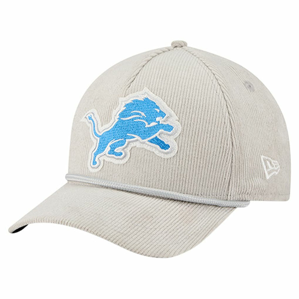 Detroit Lions New Era Cord Corduroy 9FORTY A-Frame Adjustable Hat Silver | NFL