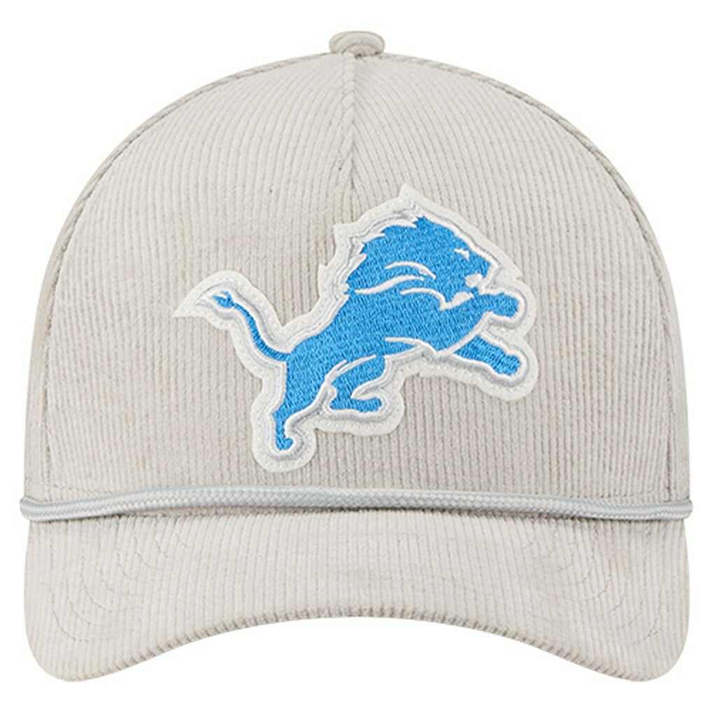 Detroit Lions New Era Cord Corduroy 9FORTY A-Frame Adjustable Hat Silver | NFL