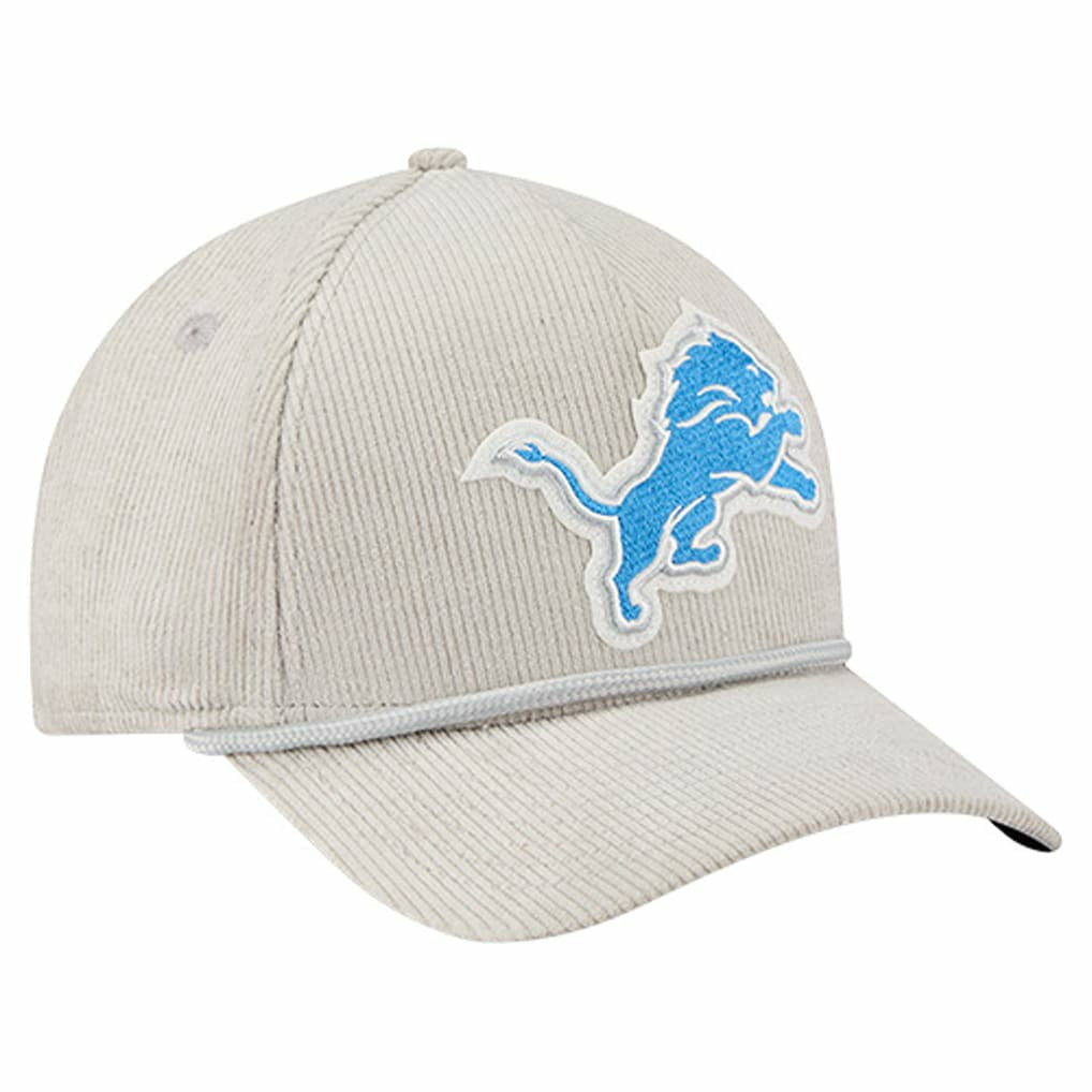 Detroit Lions New Era Cord Corduroy 9FORTY A-Frame Adjustable Hat Silver | NFL