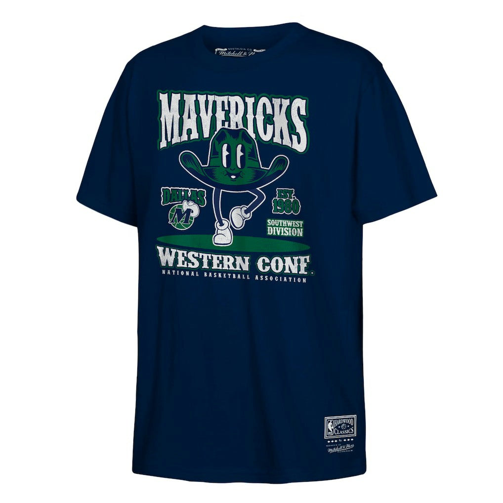 Dallas Mavericks Youth Retro Mascot Script T-Shirt Navy - NBA