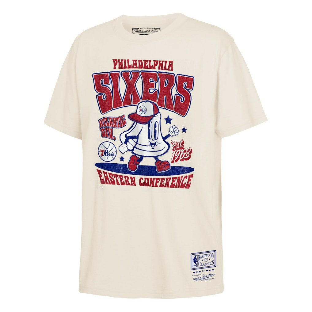 Philadelphia 76ers Youth Retro Mascot Script T-Shirt Cream - NBA