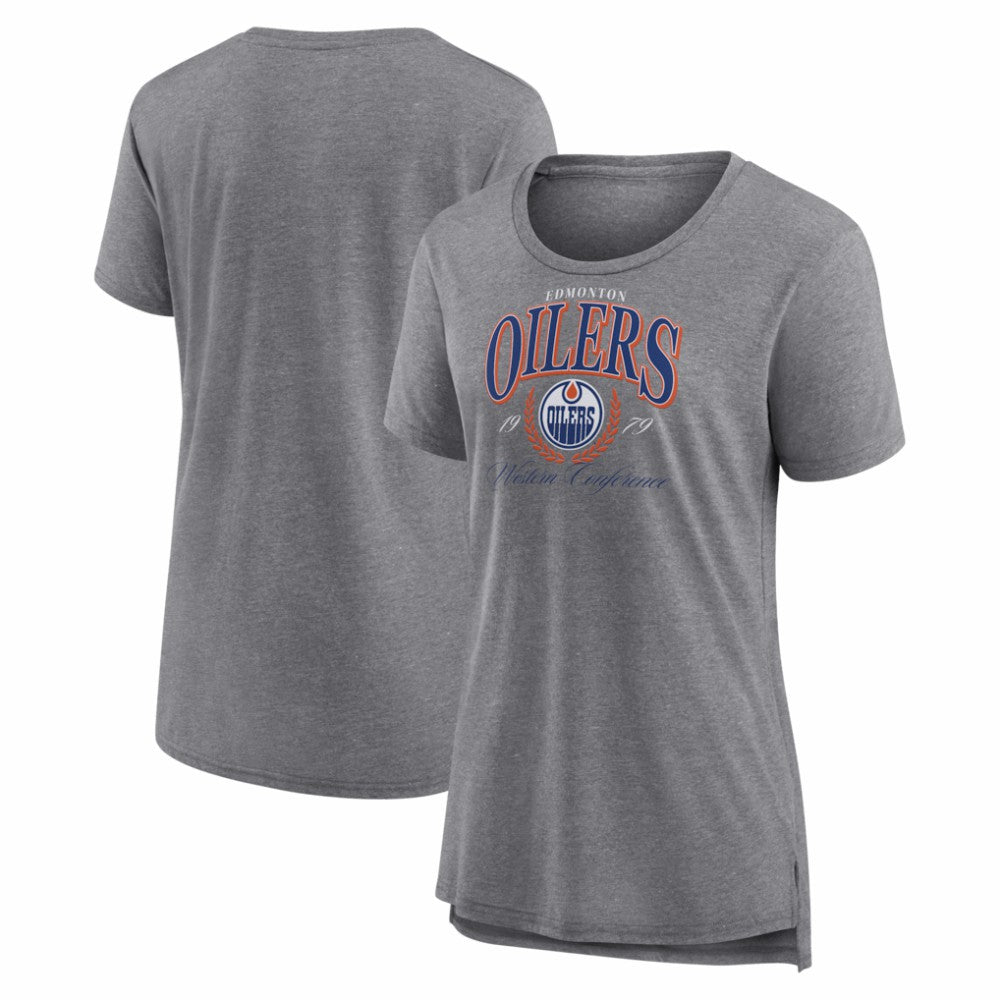 Edmonton Oilers Women's Reign Supreme Tri-Blend T-Shirt - Gray - NHL