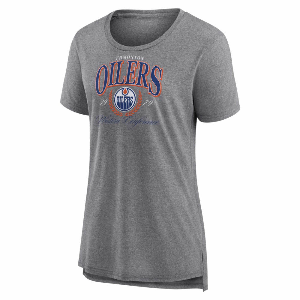 Edmonton Oilers Women's Reign Supreme Tri-Blend T-Shirt - Gray - NHL