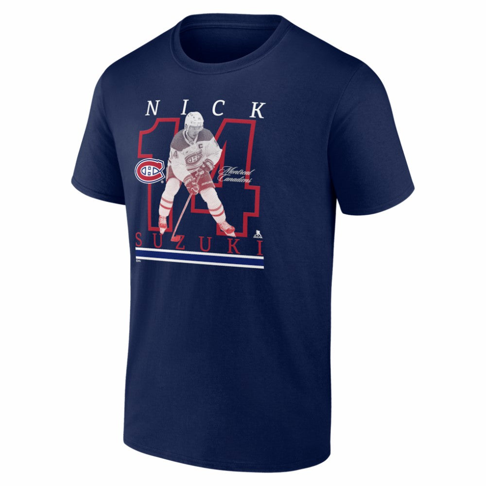 Nick Suzuki Montreal Canadiens Player Show T-Shirt - Navy - NHL