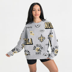 New Orleans Saints Gameday Couture Women's Always On Repeat Fleece Sweatshirt Heather Gray | NFL