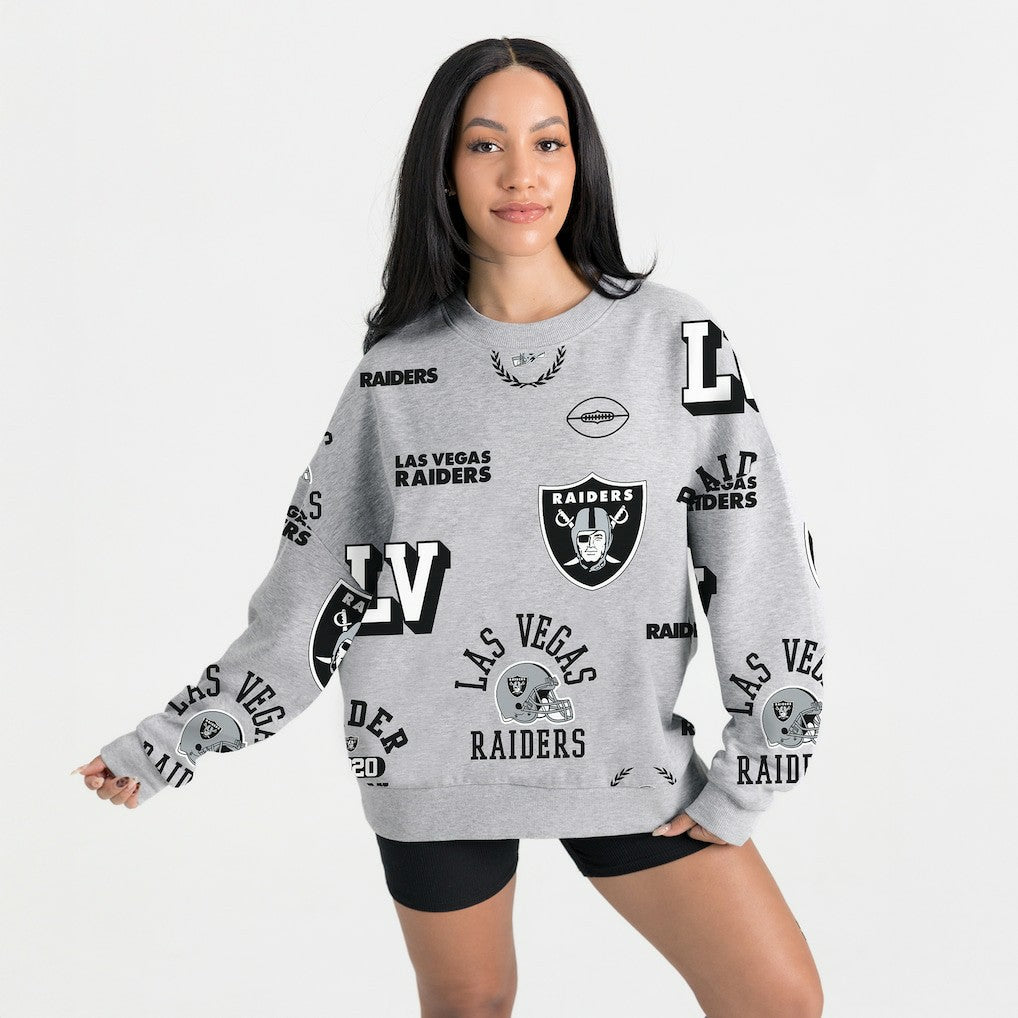 Las Vegas Raiders Gameday Couture Women's Always On Repeat Fleece Sweatshirt Heather Gray | NFL