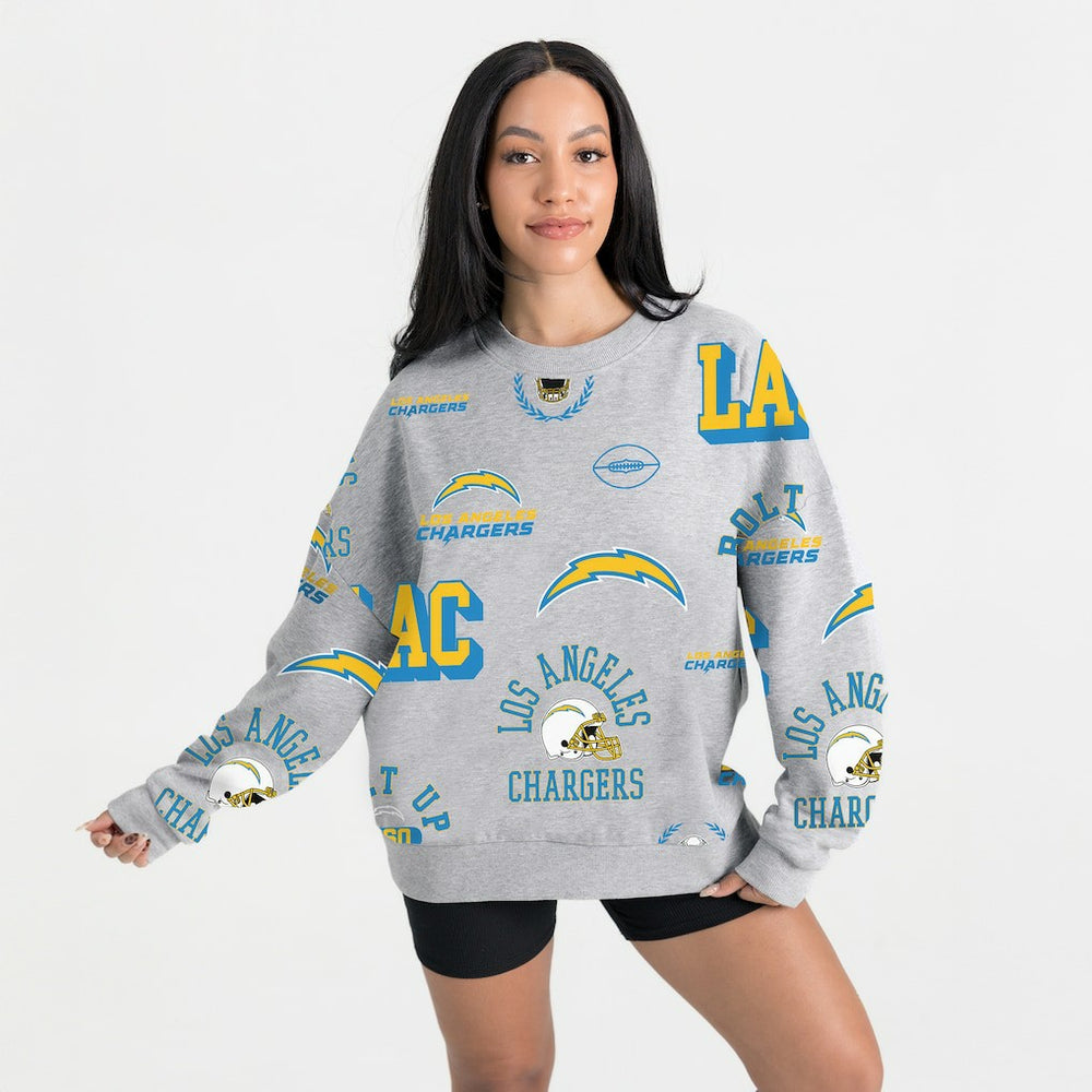 Los Angeles Chargers Gameday Couture Women's Always On Repeat Fleece Sweatshirt Heather Gray | NFL