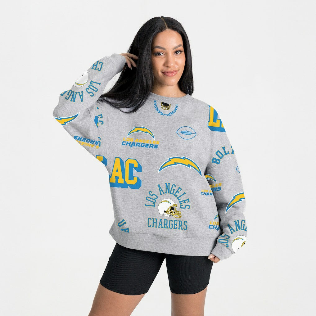 Los Angeles Chargers Gameday Couture Women's Always On Repeat Fleece Sweatshirt Heather Gray | NFL