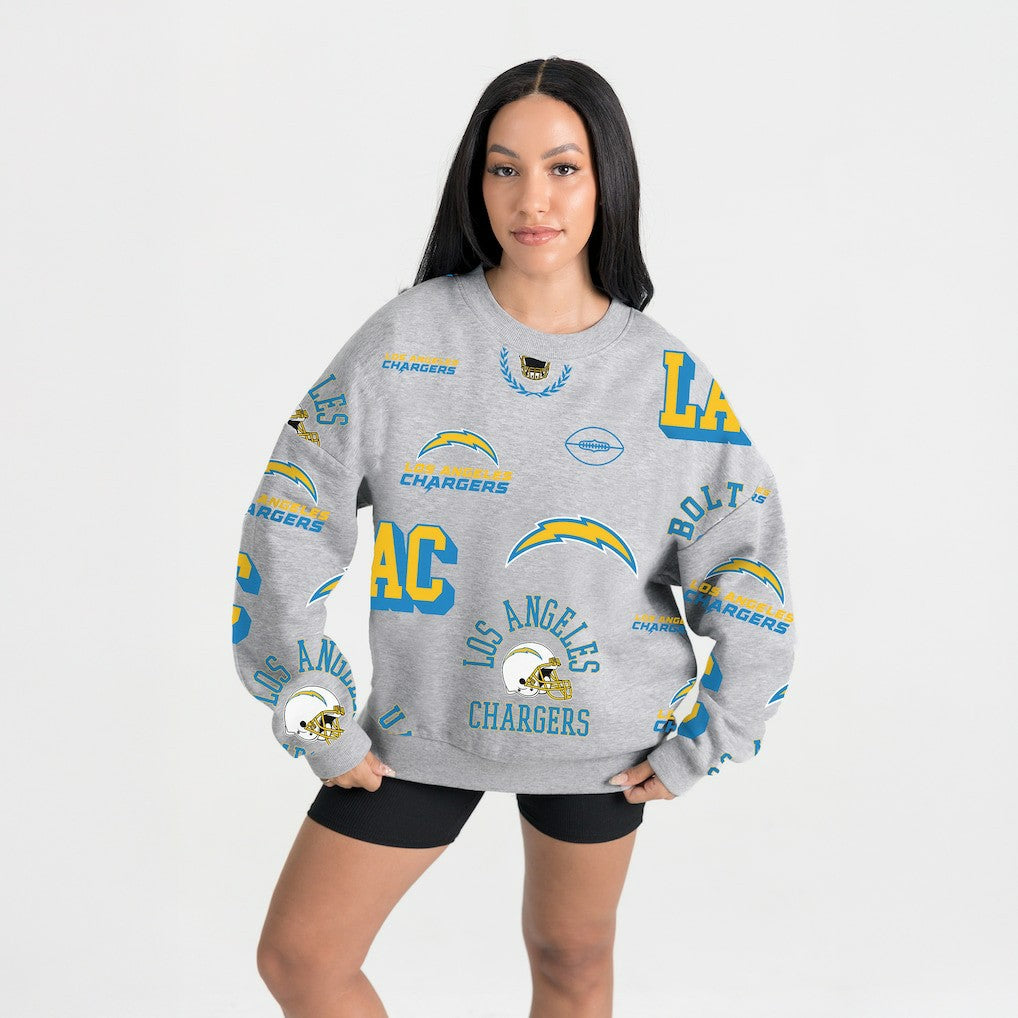 Los Angeles Chargers Gameday Couture Women's Always On Repeat Fleece Sweatshirt Heather Gray | NFL
