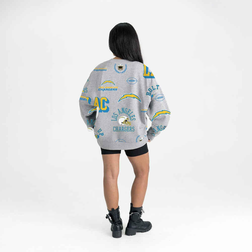 Los Angeles Chargers Gameday Couture Women's Always On Repeat Fleece Sweatshirt Heather Gray | NFL