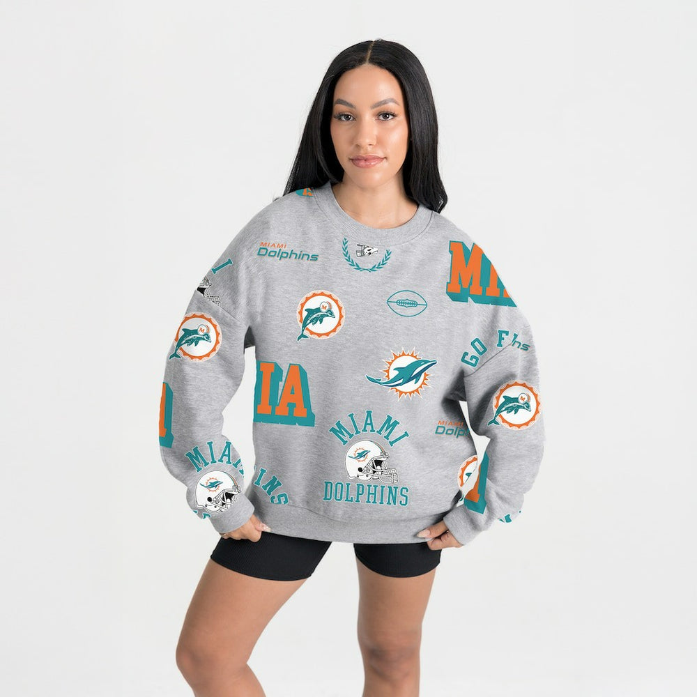 Miami Dolphins Gameday Couture Women's Always On Repeat Fleece Sweatshirt Heather Gray | NFL