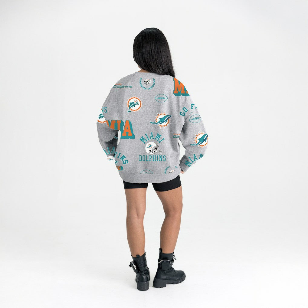 Miami Dolphins Gameday Couture Women's Always On Repeat Fleece Sweatshirt Heather Gray | NFL
