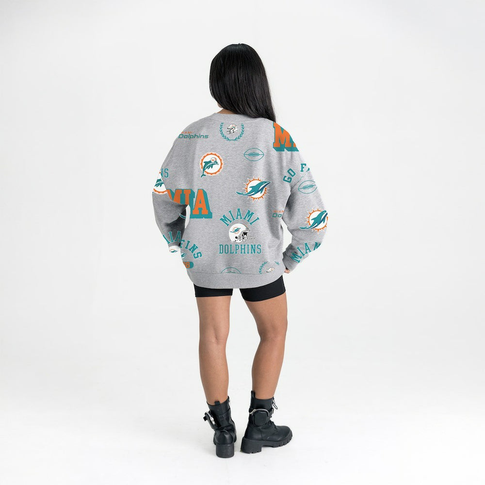 Miami Dolphins Gameday Couture Women's Always On Repeat Fleece Sweatshirt Heather Gray | NFL
